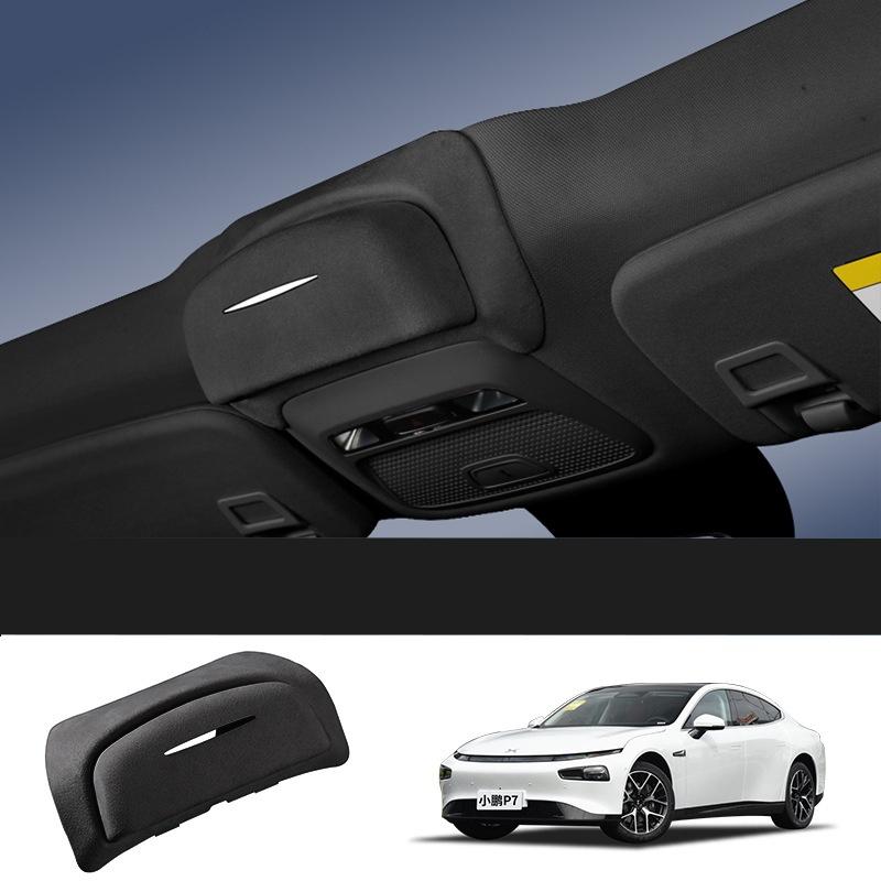 2025 Auto Xpeng Accessories Suede Car Interior Eyeglass Storage Case Sunglasses Holder for Xpeng G6/P7/P7i For Xpeng /P7/P7i чёрный