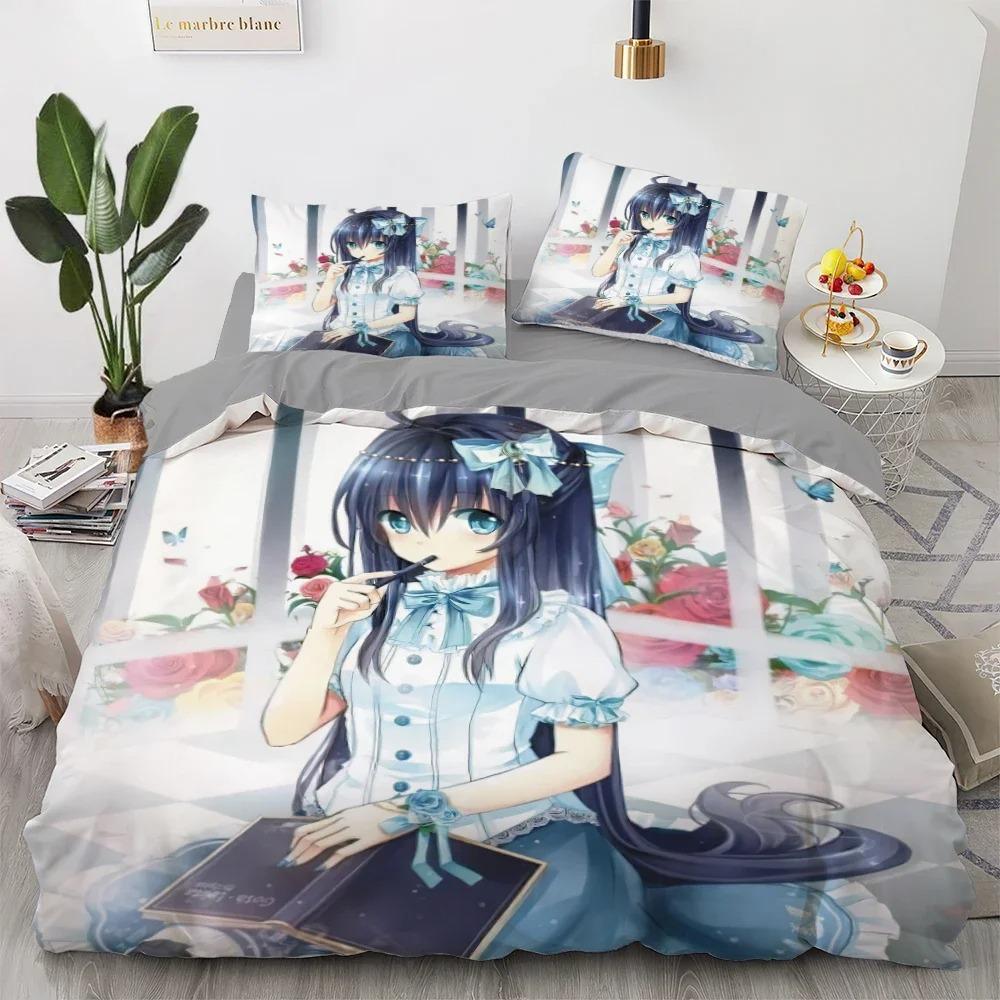 Anime Kawaii Bedding Set Japan Anime Loli Duvet Cover Set Kids Bedroom Cartoon 3D Printed Quilt Cover Bedroom Gift