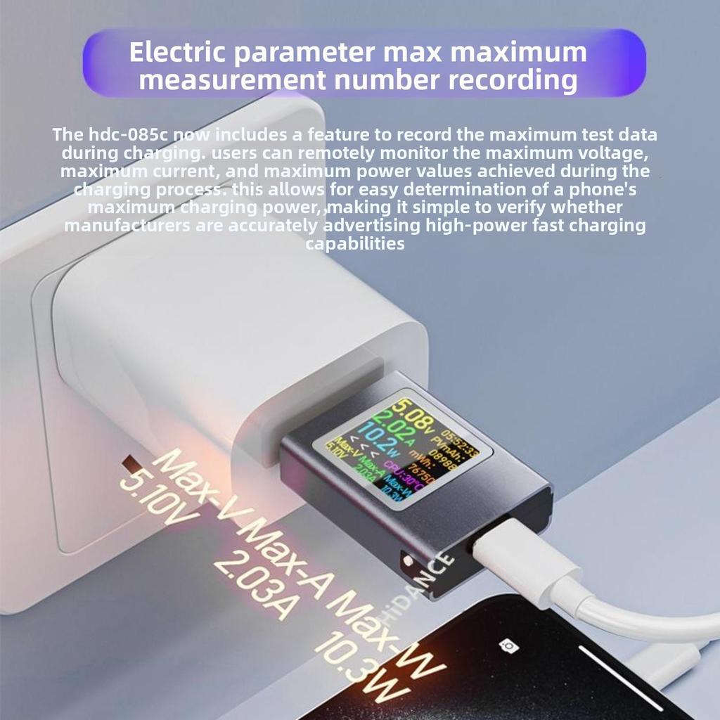 Digital USB-C Power Meter 100W | Adapter Kit Included | Voltage Current Tester for PD/QC Fast Charging, Laptop, Phone