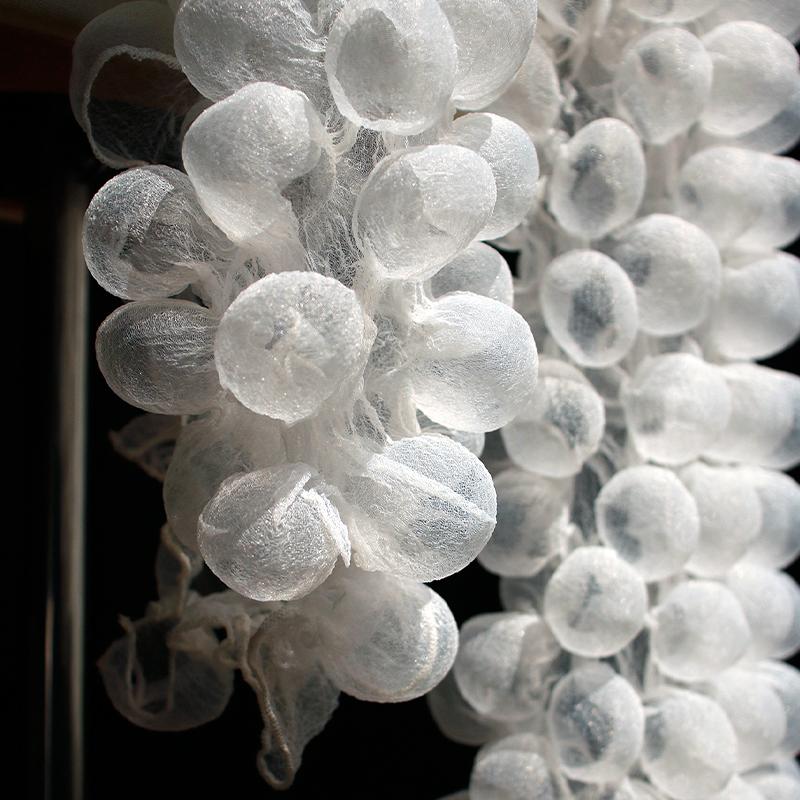 85X20cm 3D Bubble Yarn Fabric Seersucker Foam Heat-Setting See-Through Concave Shape Lace for Fashion Designer Clothing Sewing