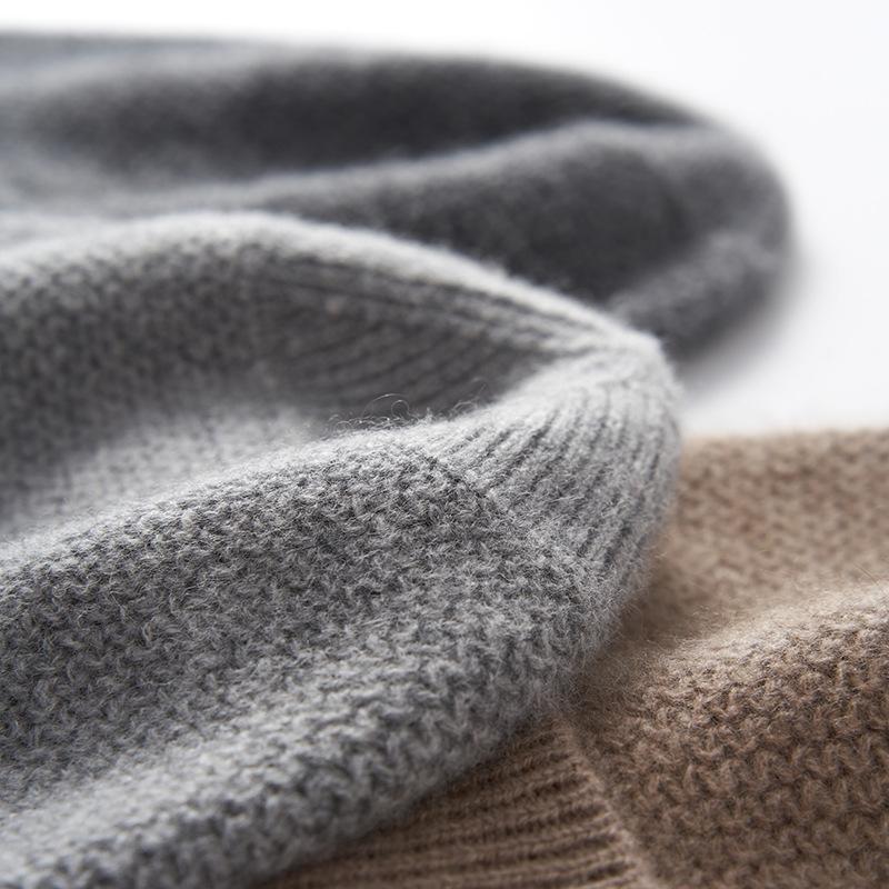 Cashmere Autumn and Winter Unisex High End Solid Color Knitted Outdoor Warm Heavyweight Thread Casual Cuff Hat