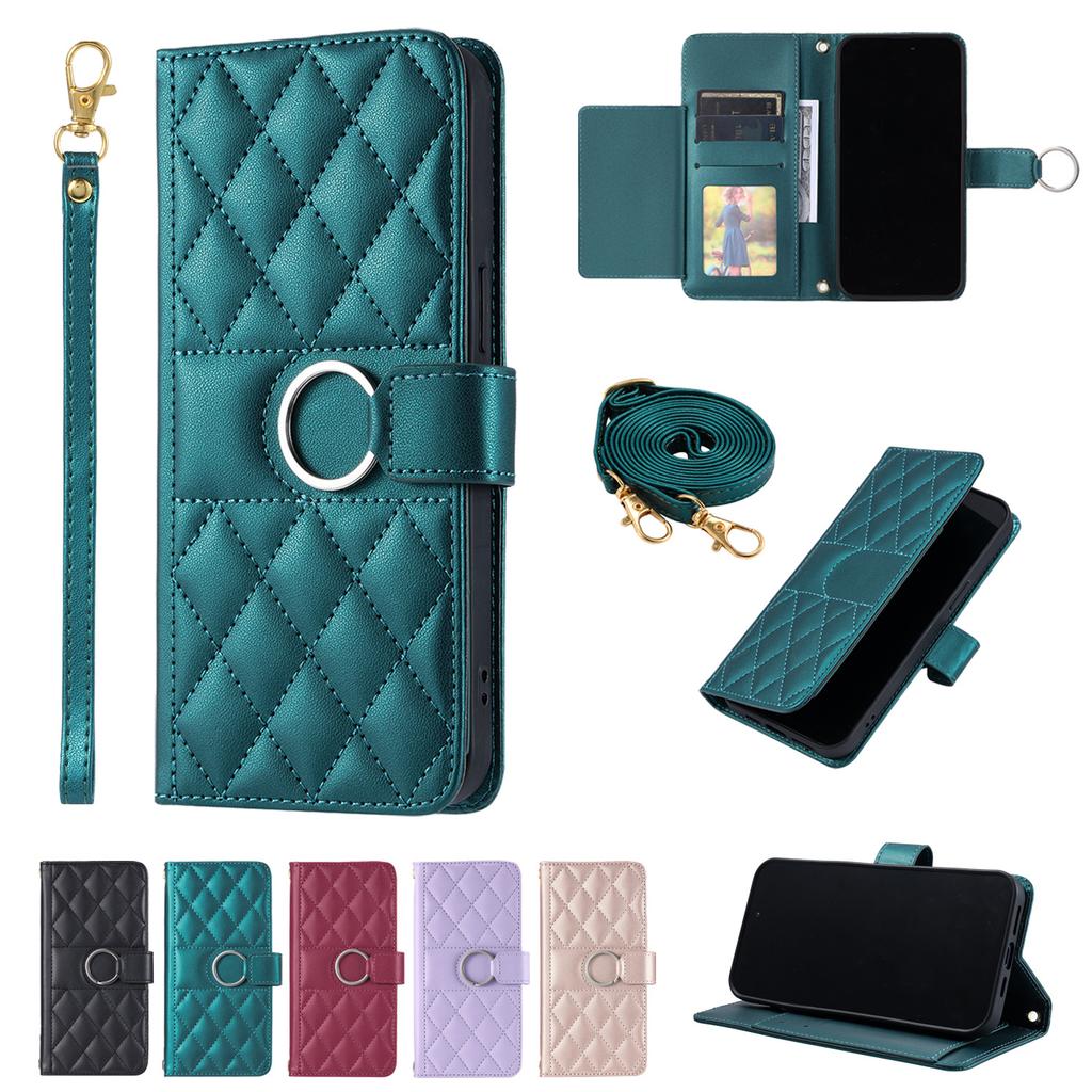 Suitable for Samsung S25 Small Fragrance Crossbody Card Bag Mobile Phone Case S24 Diamond Card Flap Leather Case Women's Leather Case
