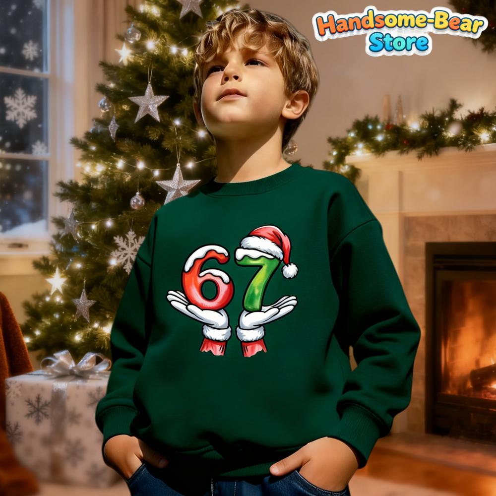 Kinder Herbst Winter Oberteil Weicher Rundhals Hoodie Santa Spruch 6 7 Einzigartig Lässig Feiertagsparty Pullover Sweatshirt Kinderkleidung