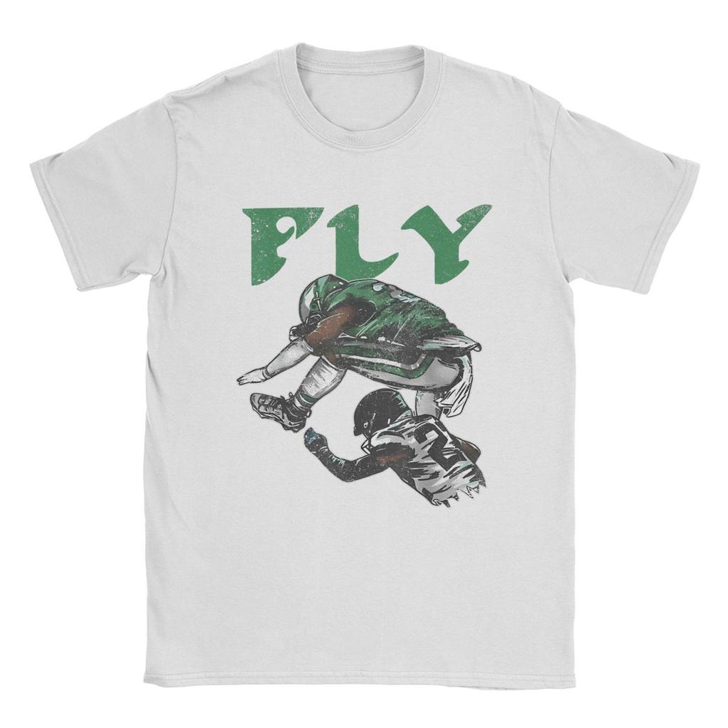 Saquon Barkley Fly The Reverse Hurdle T Shirt for Men 100% Cotton Funny T-Shirt Rugby Eagle Tees Short Sleeve Clothes Plus Size