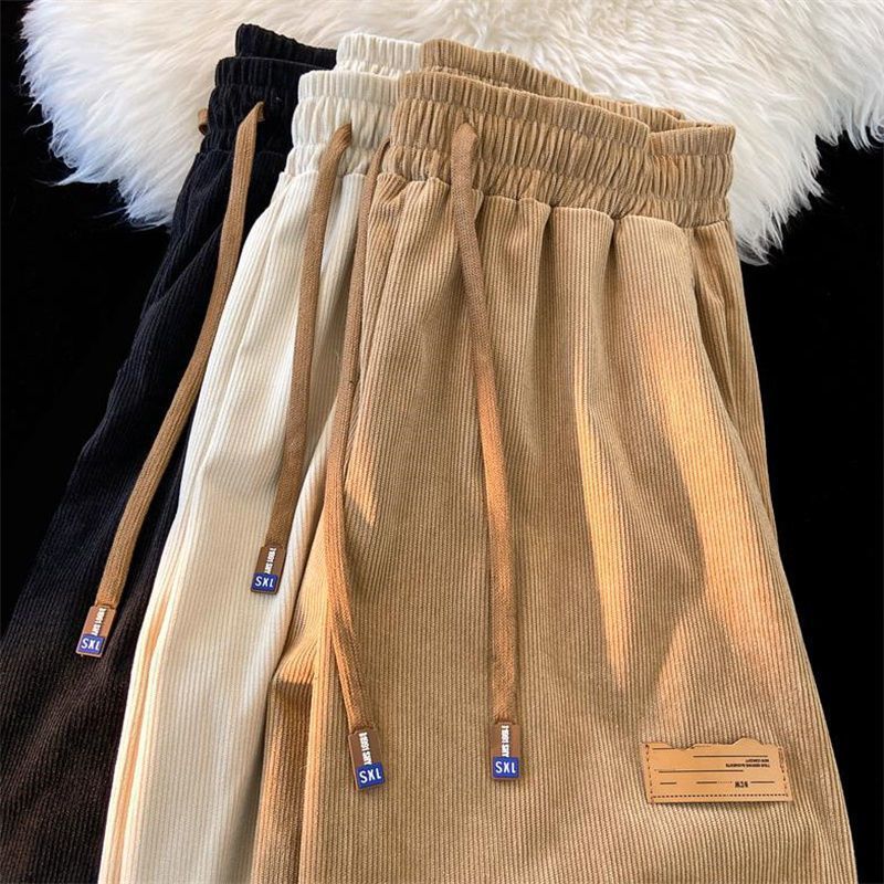 Corduroy Pants Women Korean Straight Leg Sports Sweatpants Spring and Autumn Vintage Versatile Casual Pants