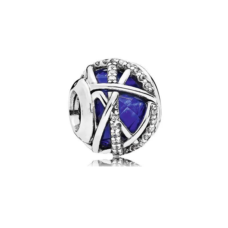 New 925 Silver Space Deep Blue Star Moon Charm Beads for DIY Bracelets Jewelry Making Boutique Accessories