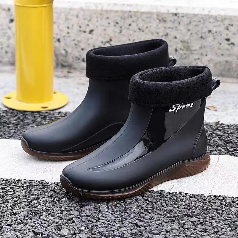 Waterproof Non Slip Wear-resistant Trendy Large Size Rain Boots for Men Casual Comfortable Chef Fishing Working Outdoor Footwear