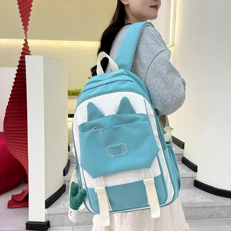 Three-piece Backpack Set Cat Ears Female Large Capacity School Bag Student Backpack