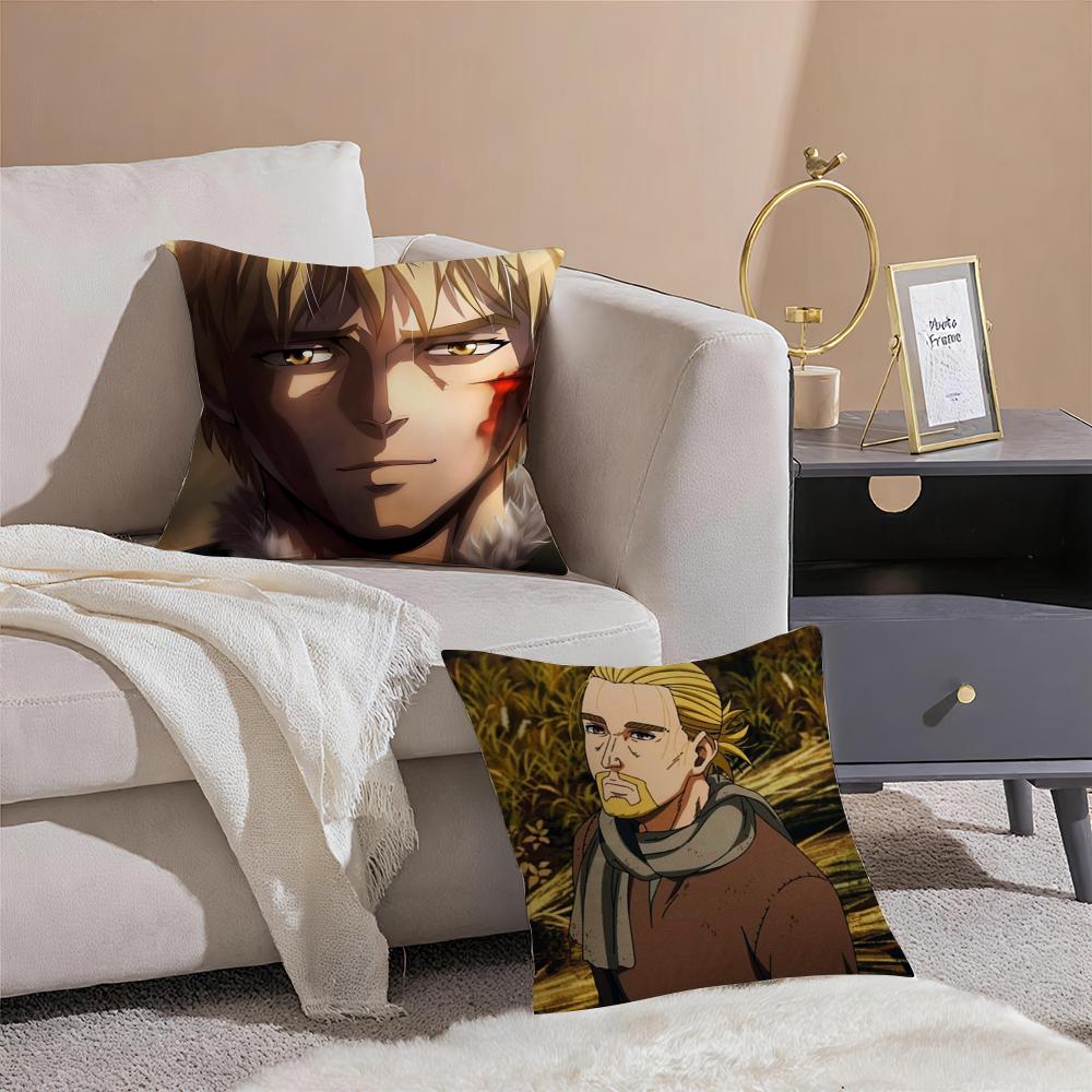 Epic Historical Anime V-Vinland Saga 3 Cushion Cover Linen Pillowcase Soft For Sofa Bed Home Room Decor