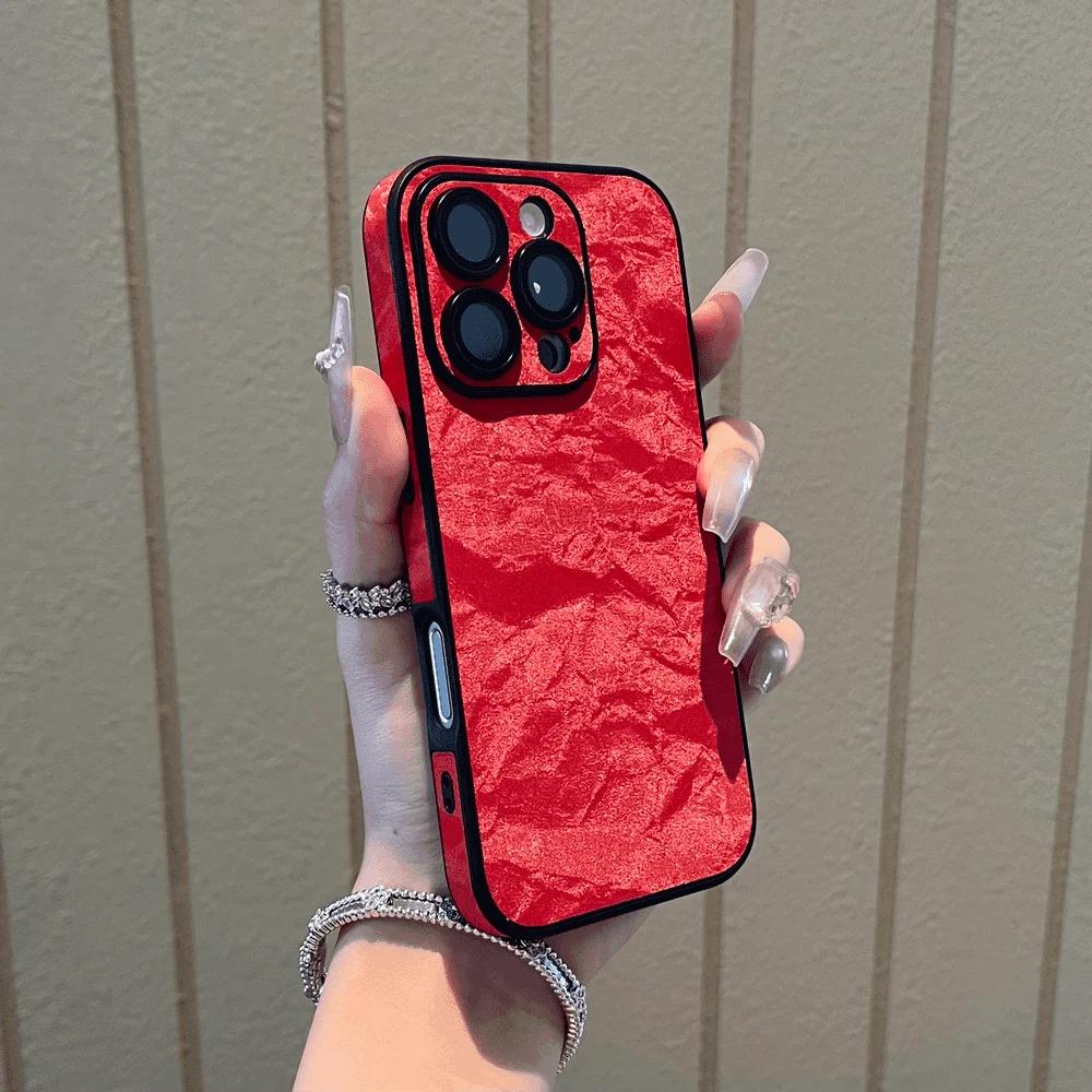 Weiche Silikonleder Schneemuster Handyhülle Für iPhone 11 12 13 14 15 16 Pro Max Plus Stoßfeste Bumper Abdeckung