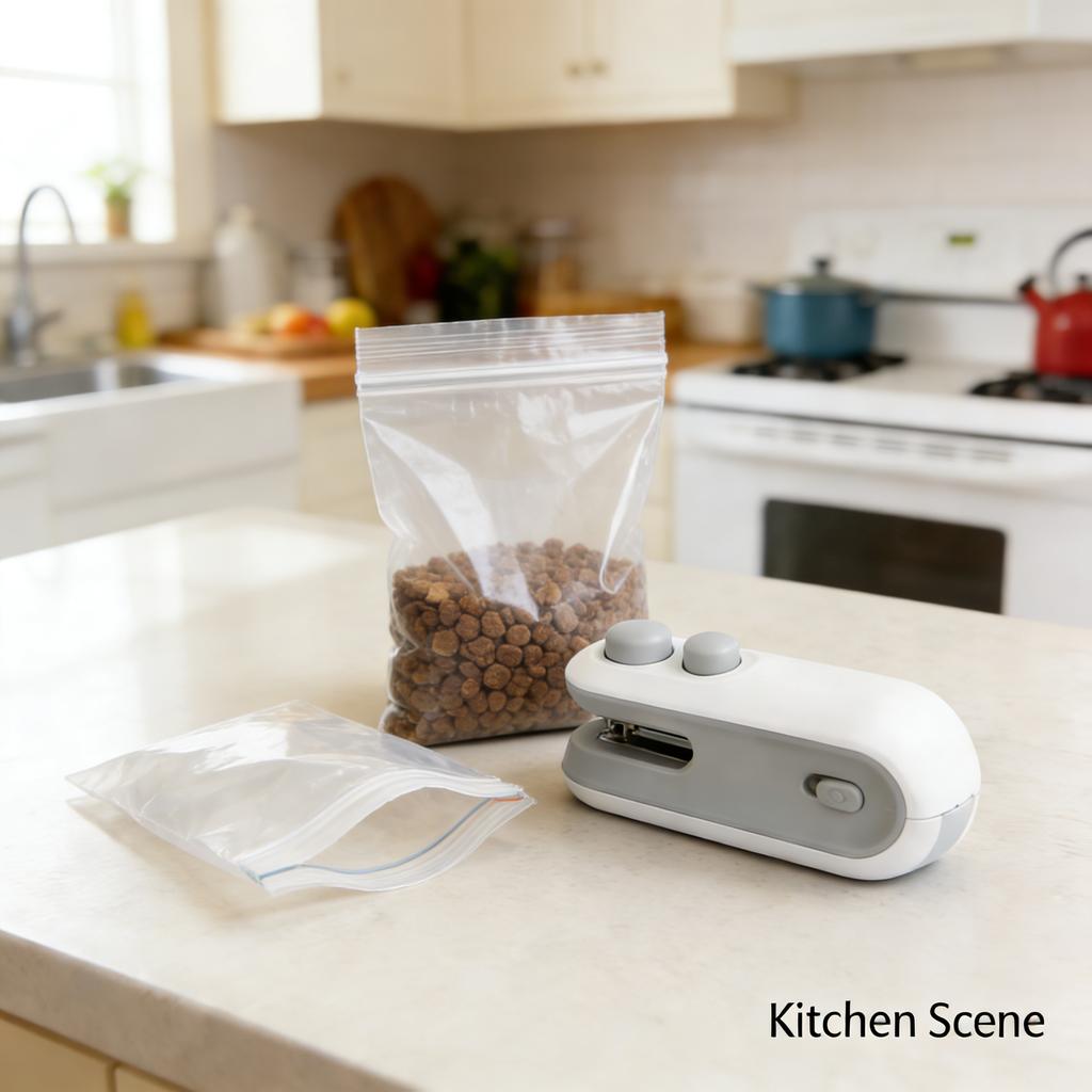 Rechargeable 2-in-1 Mini Heat Sealer With Cutter Portable Bag Sealer For Food Snacks Kitchen Storage