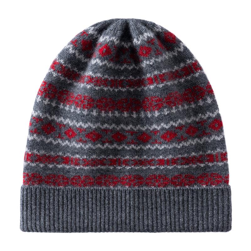 Autumn and winter new cashmere hat women's jacquard color matching casual ear protection warm windproof knitted hat fashionable and versatile