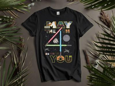 Retro May The 4th Be With You Light T-shirt T Shirt Men Women Unisex Tshirt K697