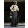 Johnature Autumn Japanese Women Full Length Pants Versatile Simple Loose Solid Color Wide-leg Pants