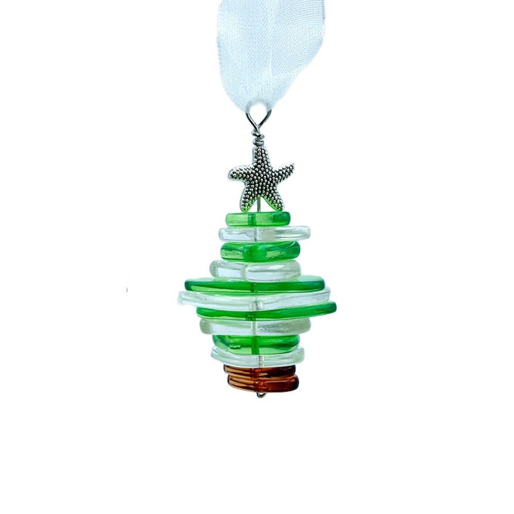 

Decorative Christmas Tree Hanging Pendants Acrylic Handmade Xmas Ocean Pendant Starfish Sea Glass Christmas Decoration Xmas