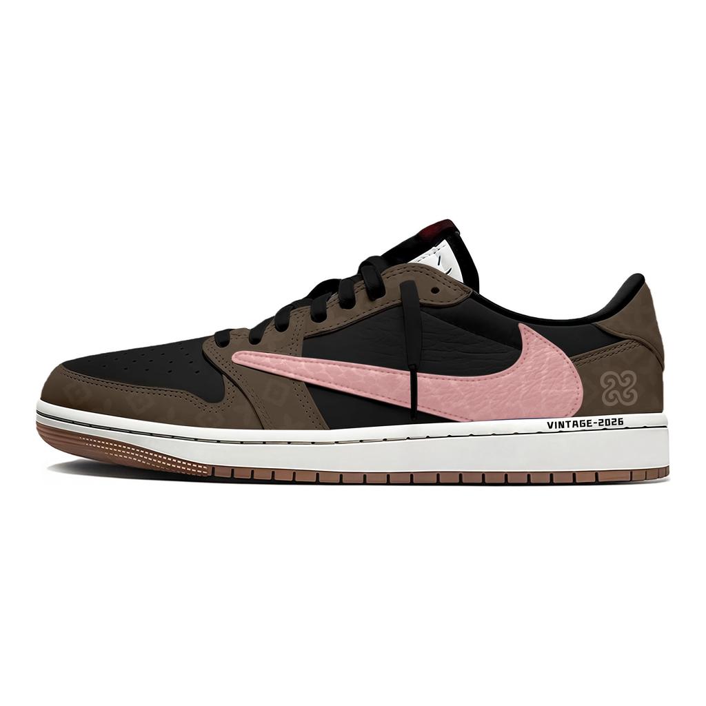 Travis Scott x Jordan Air Jordan 1 Odolné proti oděru Odolné proti oděru Nízké Vintage Basketbalové boty Unisex DZ4137-700(Tým938-)