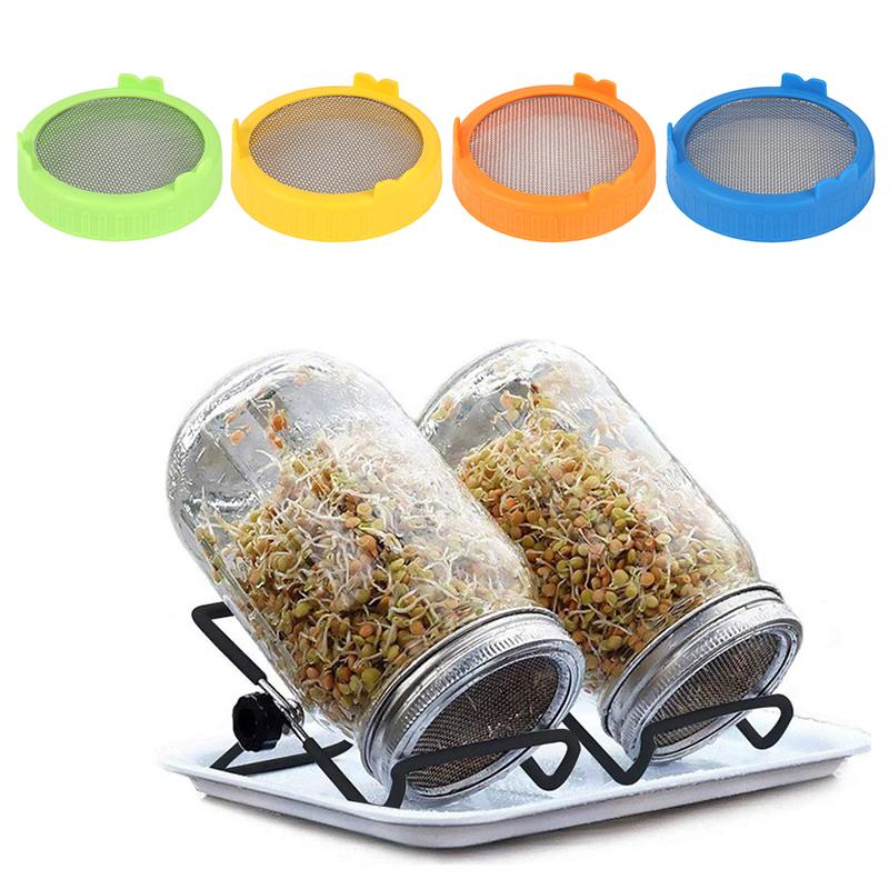 Seed Sprout Germination Cover Sprout Growing Lid Sprout Filter Vegetable Bean Seedling Jar Lid Germinator Stand