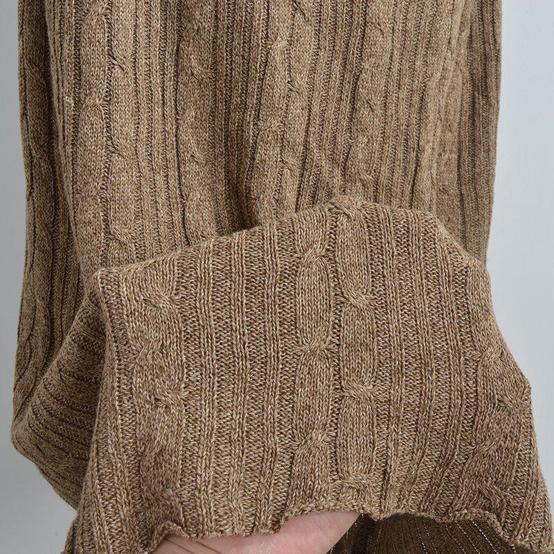 Spring/Summer New Arrival Pure Color Cable Stitch Elastic Stretch High Waist Knit Skirt Women's Clothing Silm Slim Looking Slit Midi Skirt