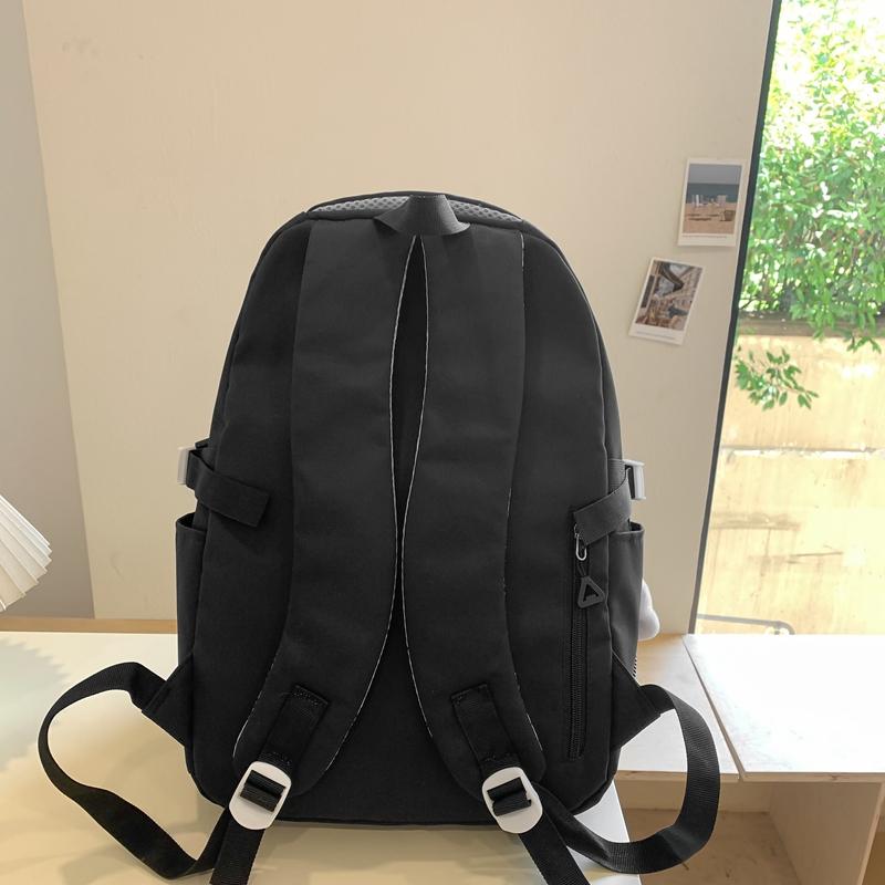 Women Contrast Color Large Capacity Schoolbag Letter Print Backpack for Middle School Students