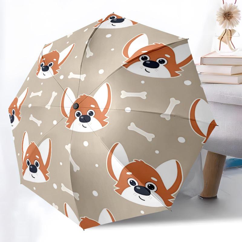 1pc Corgi Pattern Automatic Folding Umbrella. Portable Collapsible Design, Best Birthday Festival Gift Yy250924137