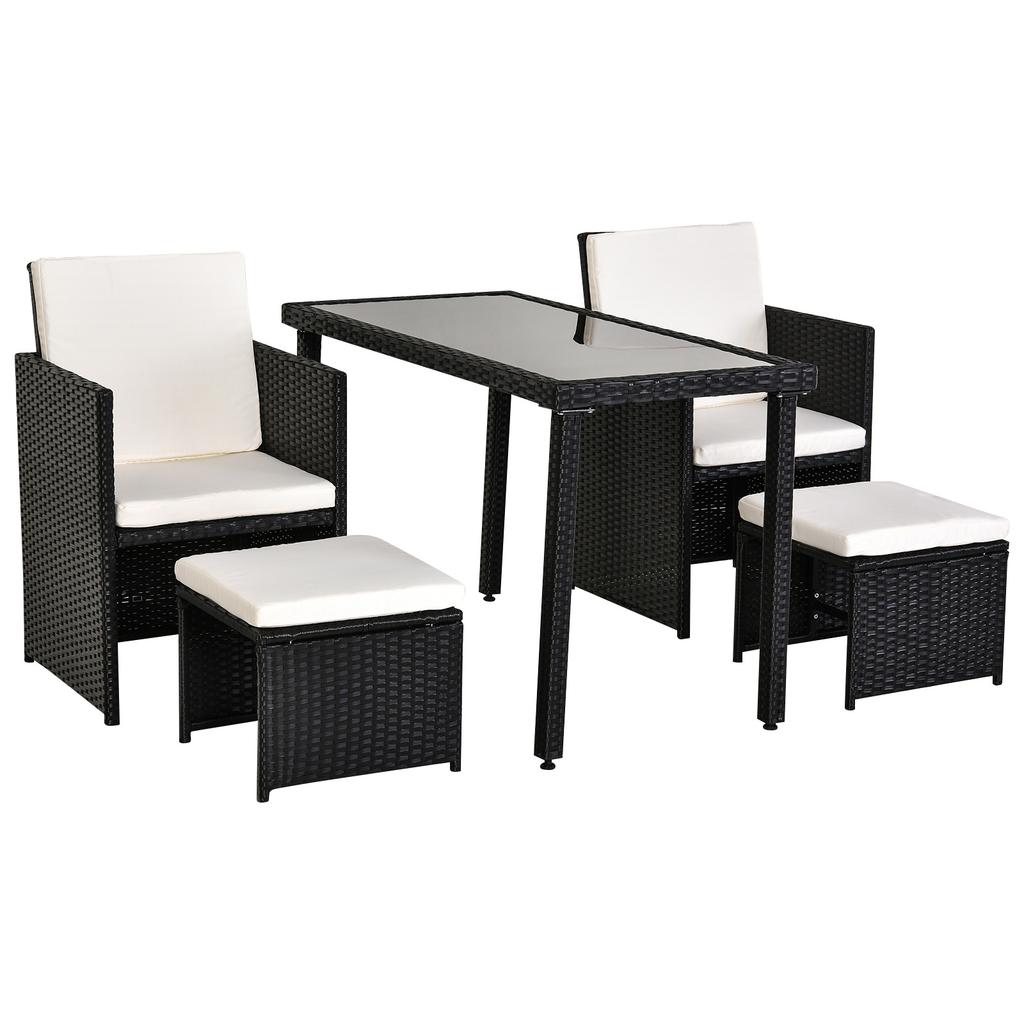 Poly Rattan Seating Group Dining Set Garden Set Furniture Set 11-Piece with Cushions Black