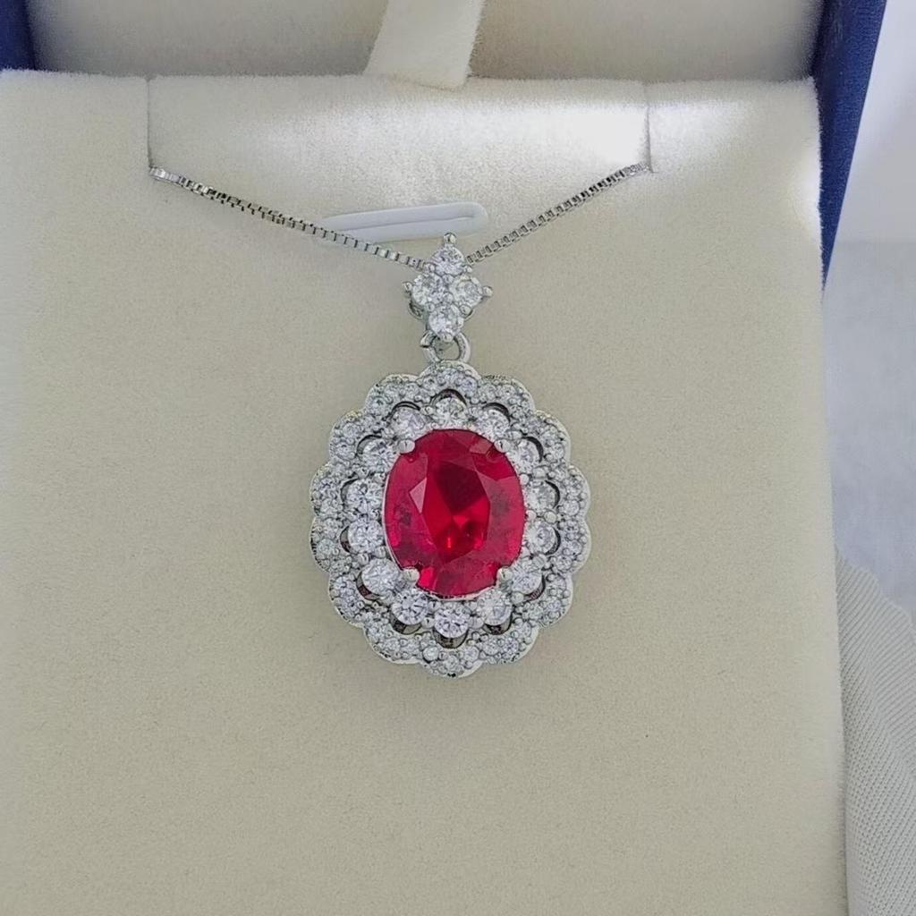 Princess Diana-Inspired Sapphire & Tanzanite-Colored Gemstone Ladies' Ring and Pendant Set