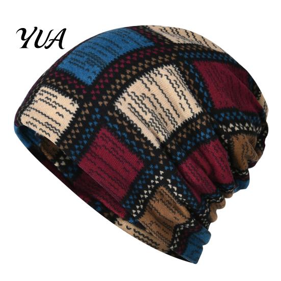 Slouchy Hat for Women Women's Geometry Print Hat, Casual Soft Stretch Skull Versatile Lazy Style Hair Tie Cap, Warm Cancer Chemo Headwear, Outdoor