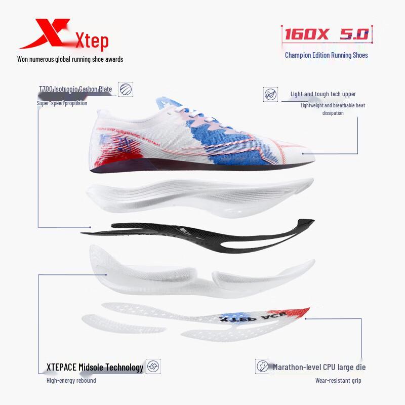 Xtep Women's Racing 160X5.0 Marathon Carbon Plate Running Shoes