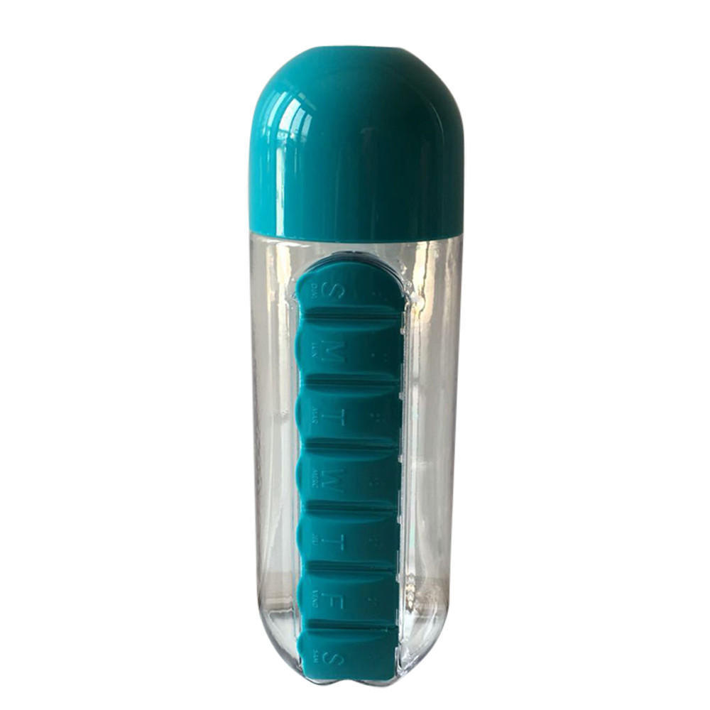 600ml Sport Water Bottle With Built-in Daily 7 Daily  Box Organizer