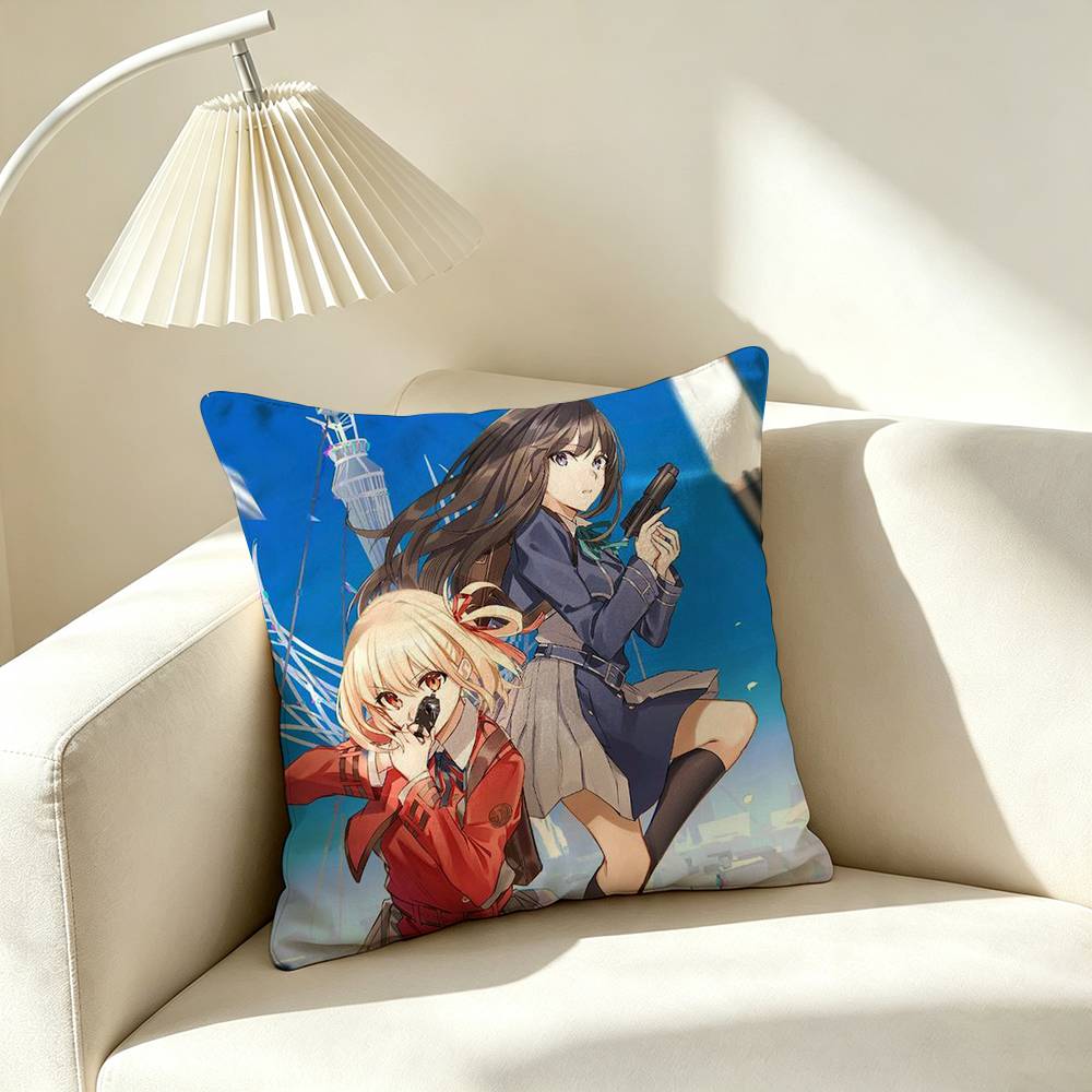 L-Lycoris Recoil Chisato Takina  Pillow Case Square Double-Sided Sofa Cushion Cover Bedroom Bedside Pillow
