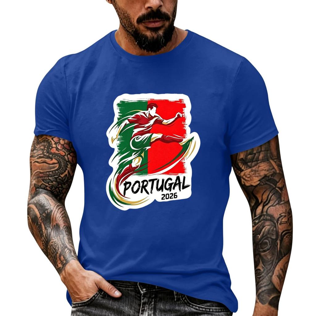 Men's Short Sleeve Crew Neck T-Shirt Soccer Graphic Print Casual Fit Lightweight Soft Fabric Comfortable Wear