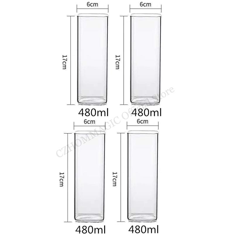 6/4/2/1Pcs Square Glass Cup Coffee Mug Heat-Resistant Water Cups Transparent Tea Mug Cup for Drinking Milk Beertea Juice Dessert
