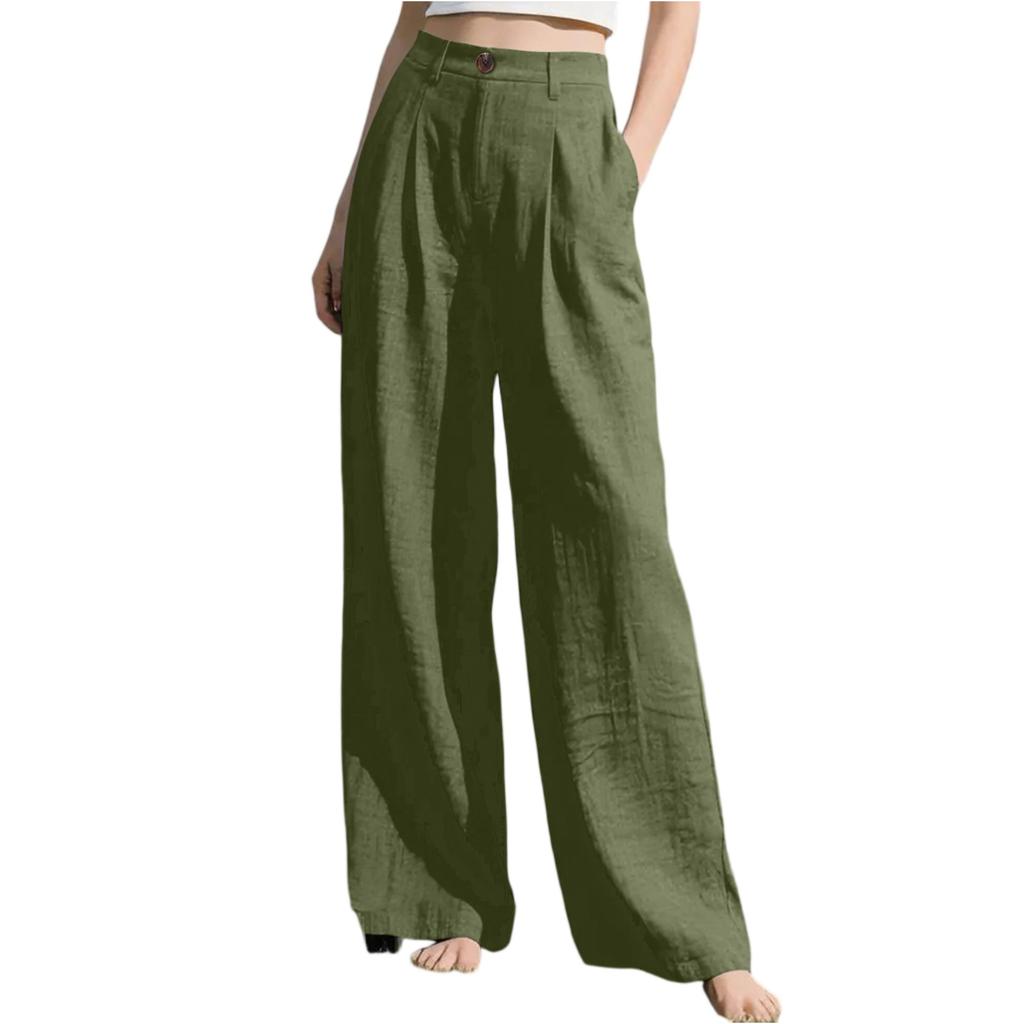 Ladies' Color Casual Fashion Breathable Loose Cotton And Linen Pants