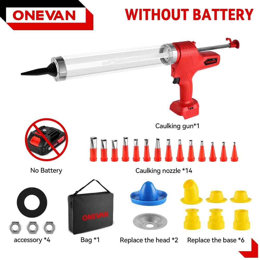 

ONEVAN Аккумуляторный электрический клеевой пистолет Многофункциональный электрический пистолет для герметика для стекла Инструмент для клея-герметика для аккумулятора 21 В 18 В 2 Battery EU Plug