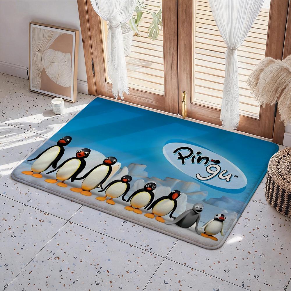 

Animal P Penguin Floor Mat Eco Flannel Doormat Non Slip Odorless Indoor Floor Rug Soft Short Plush Home Mat 50x80cm