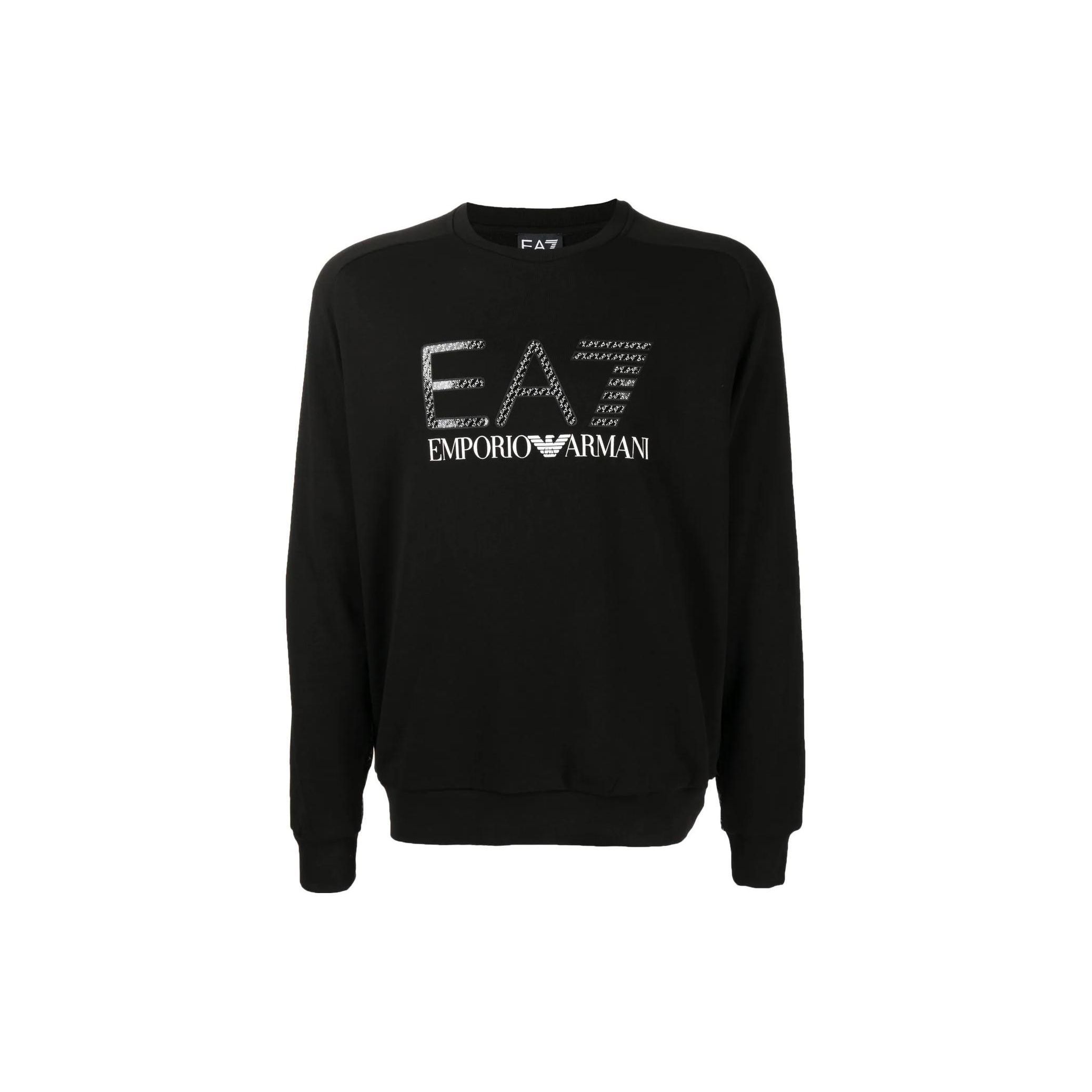 Emporio Armani Ss22 Logo Print Ribbed Crewneck Sweatshirt Men sweatshirt Black 3LPM54-PJEQZ-0200 M