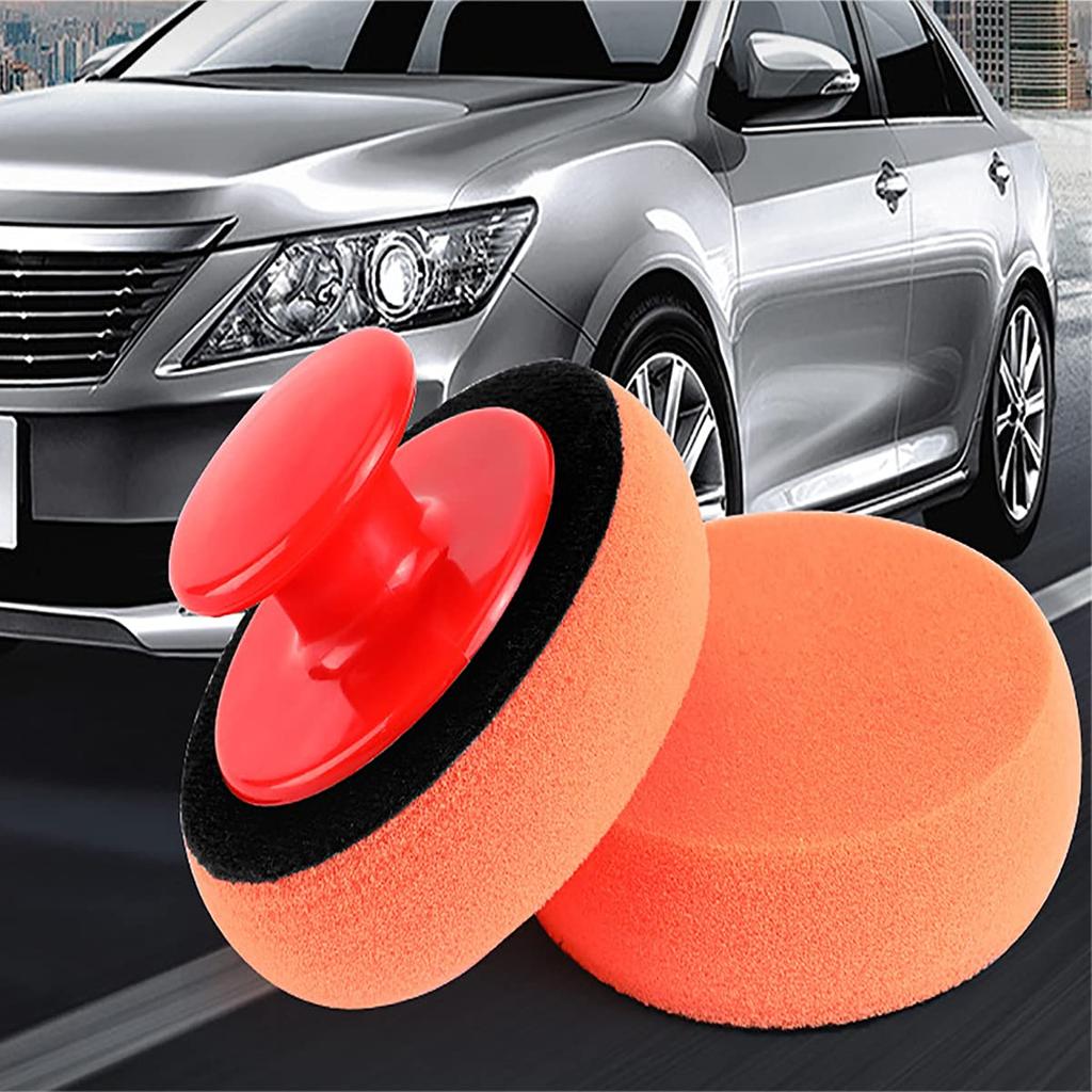 Buffing Polishing Pads, 5Pcs 3.9 Inch Backing Plate Compound Buffing Sponge Pads for Polishing and Waxing with Grip Handle
