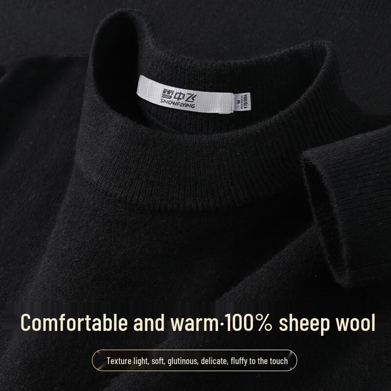 SNOWFLYING Men's 100% Merino Wool Crew Neck Sweater
