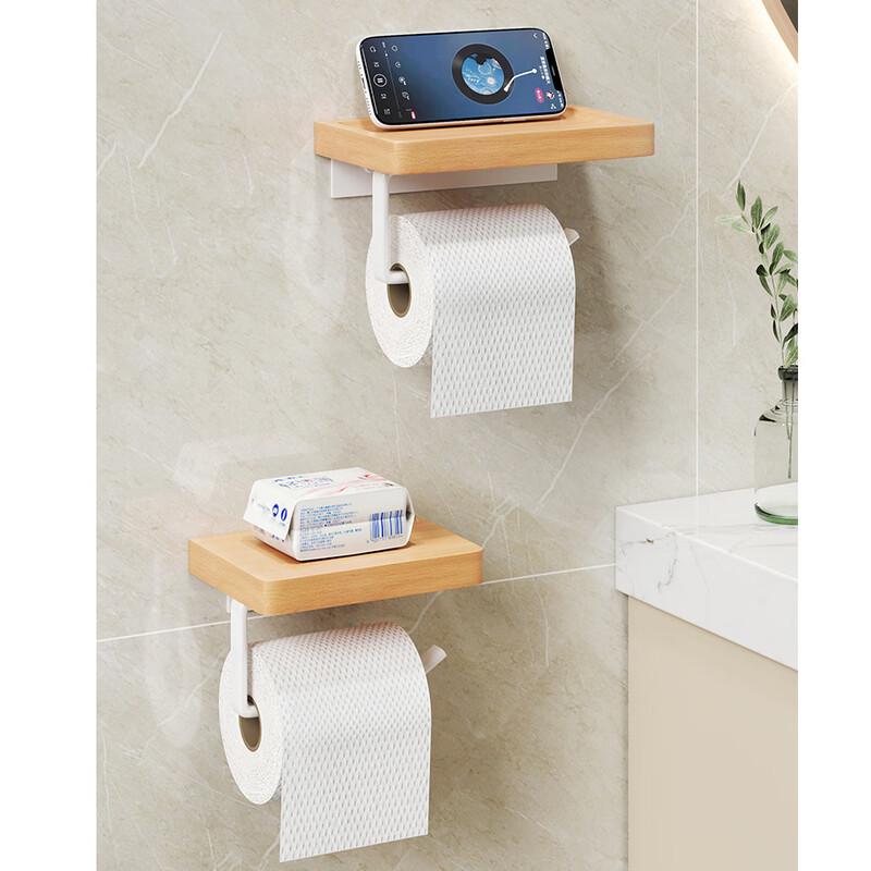 Beech Wood Punch-Free Toilet Paper Holder
