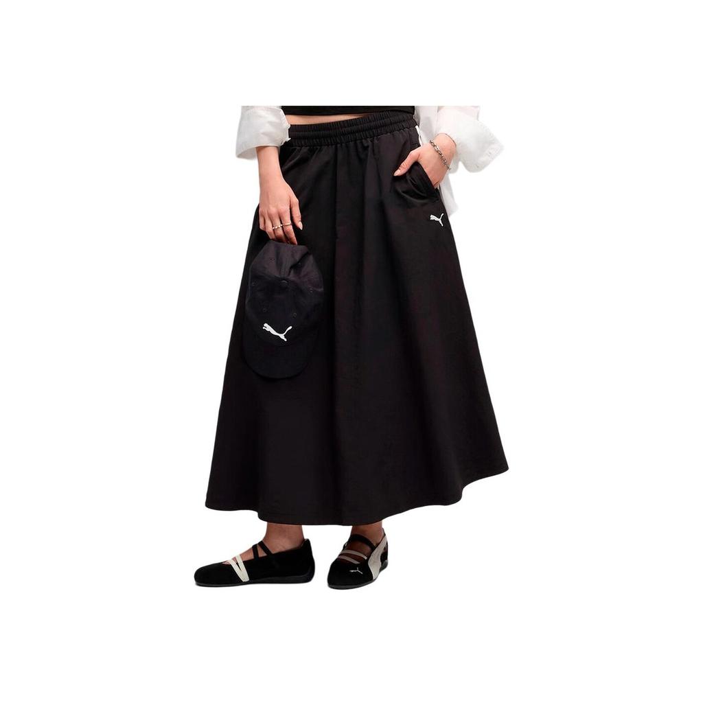 Puma T7 Woven Midi Skirt Fashion Comfortable Soft Skin-Friendly Casual Long Skirt Women Skirts 634064-01