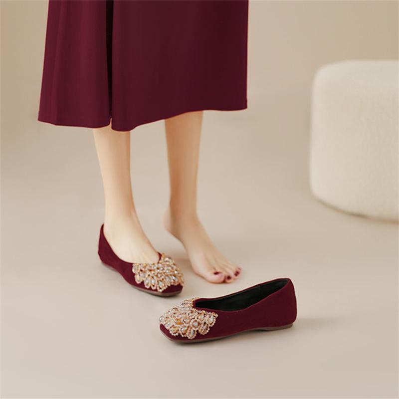 Women Flats Shoes New Fashion Women Mary Janes Crystal Shoes 2025 Luxury Female Shallow Footwear Ladies Dress Cozy Brand Shoes