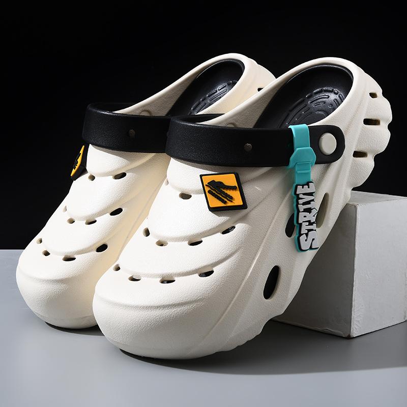 Couple Comfortable Two Wear Sandals Summer Travel Breathable Sandals Non-slip Beach Shoes Hole Shoes Straight Hair