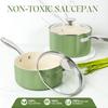MICHELANGELO Sauce Pan with Lid Non Stick Saucepan Set of 3 1Qt /2Qt/3Qt Ceramic Non-Toxic Scratch-Resistant, Oven Safe