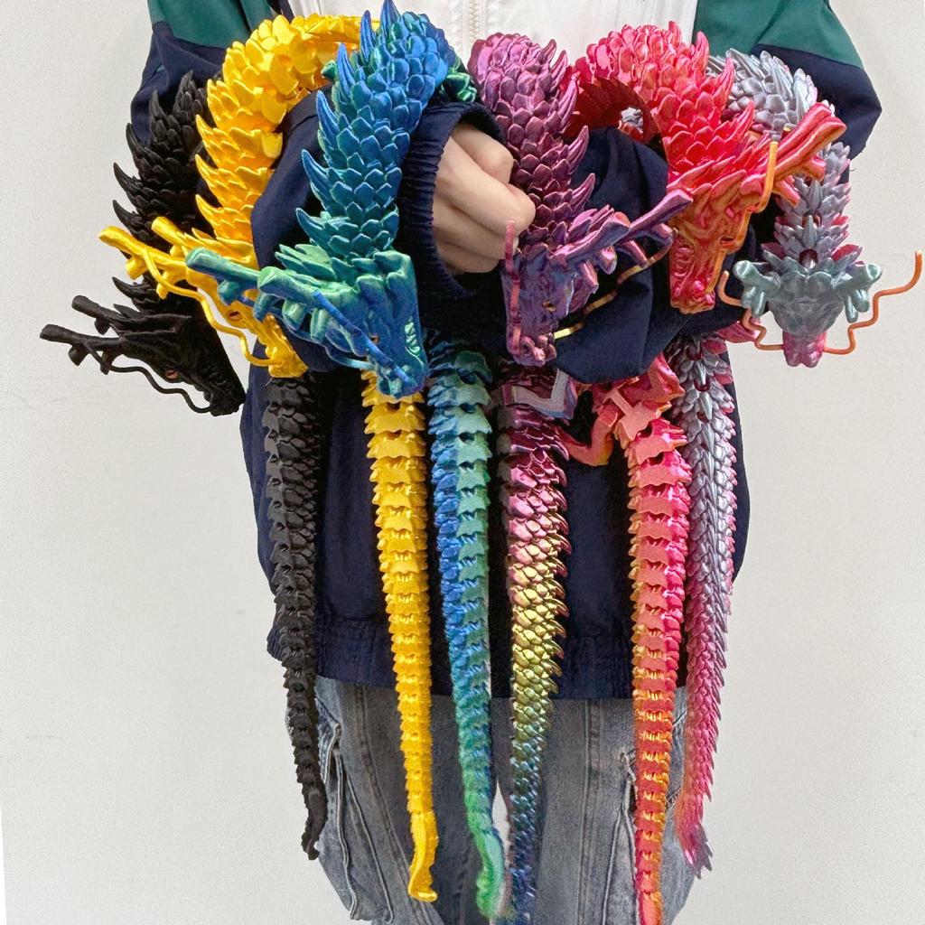 3D Printed Chinese Dragon Ornaments with Movable Joints - Popular Dragon Crafts and Celebrity Figures