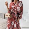 Lace-up Chiffon Office Lady Dress New Vintage Party Dress