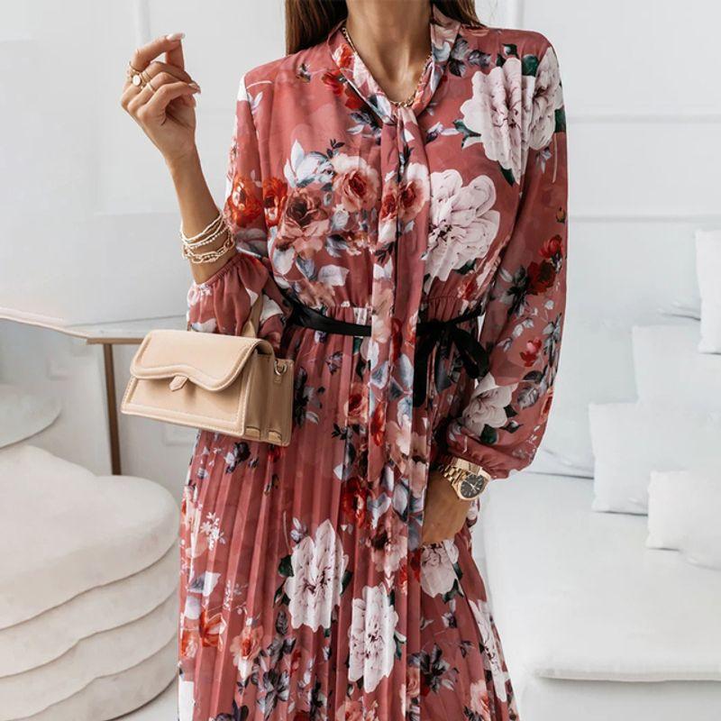 Lace-up Chiffon Office Lady Dress New Vintage Party Dress