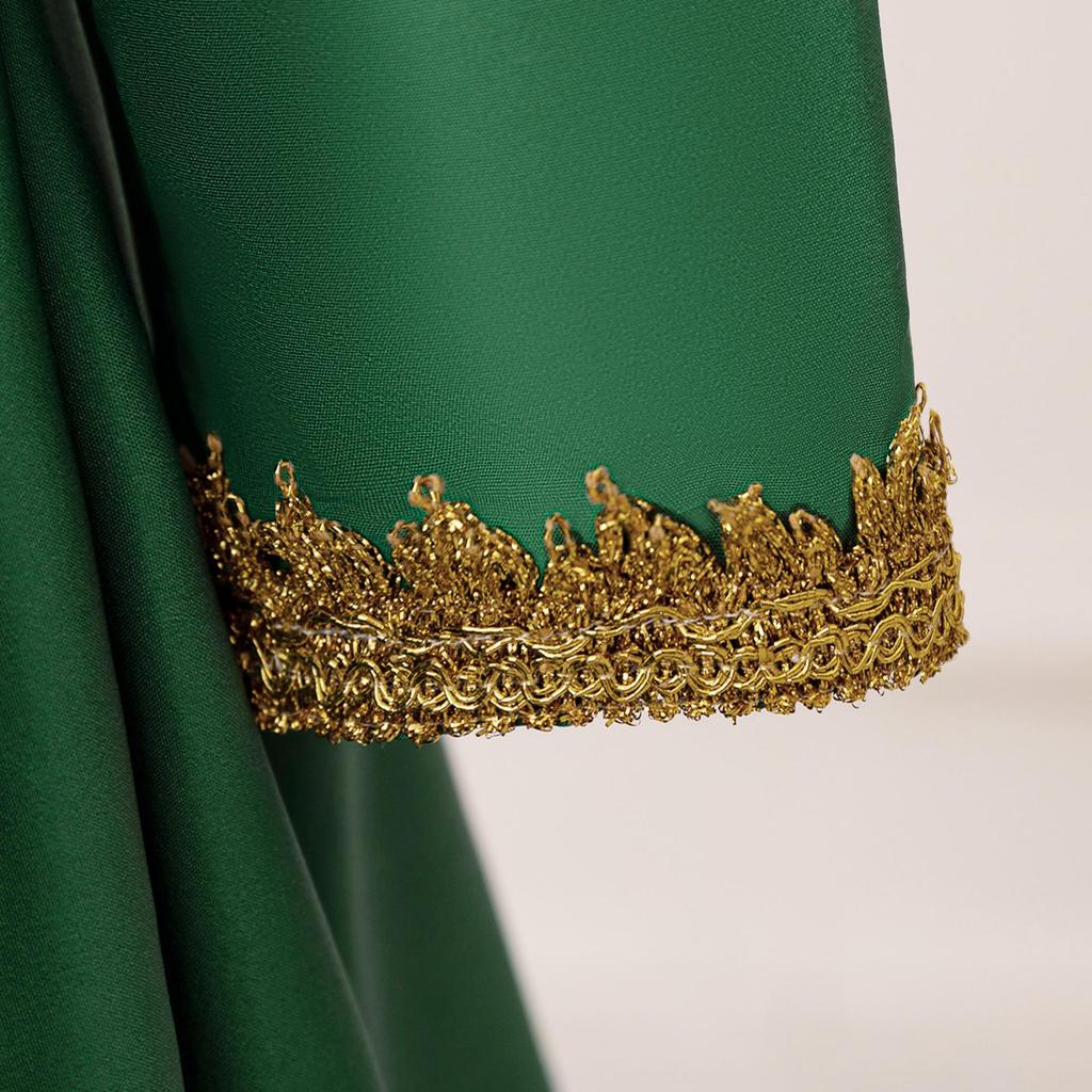 Dark Green Long Sleeve Princess Dress - Middle Eastern Muslim Holiday Attire
