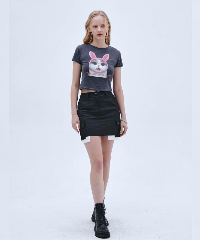 ETRE AU SOMMET Cargo Pocket Skirt (Black)