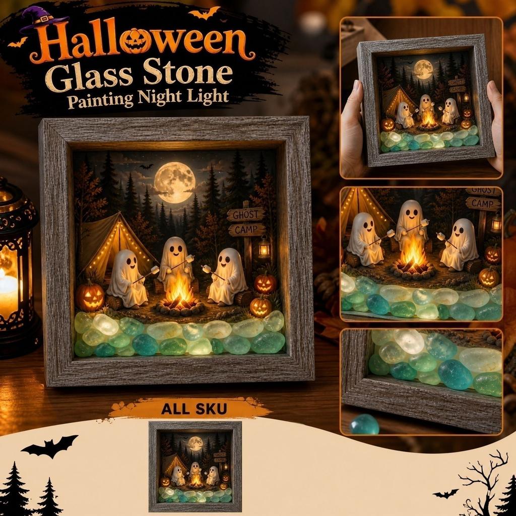 Halloween Glass Night Light for Holiday Home Decor