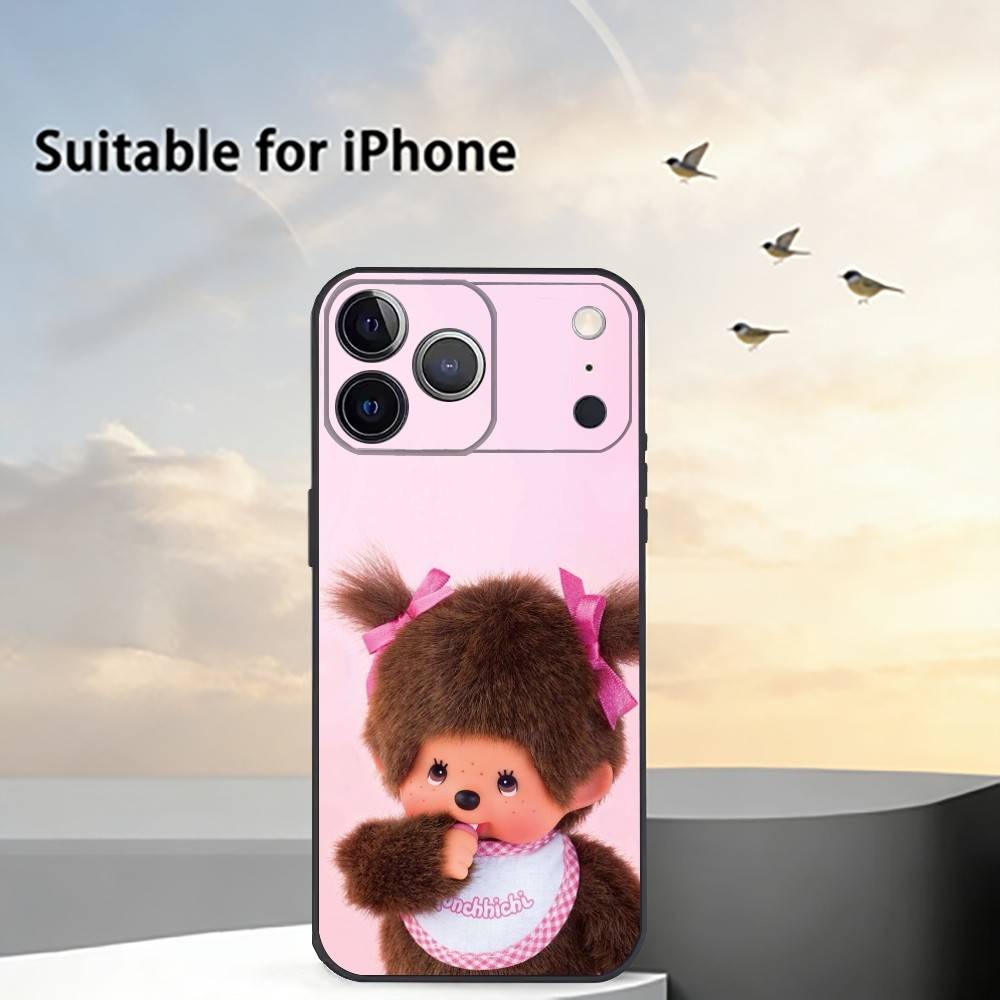 

Cute M-Monchhichi Phone Case For iPhone 17, 16,15,14,13,12,11 Plus,Pro Max, Others Soft Black Cover iPhone12PRO